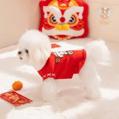 Áo Len Thần Tài Nhí (Tặng kẹp nơ) cho thú cưng - Áo, váy cho chó mèo, thú cưng - Ziềng iu Petshop