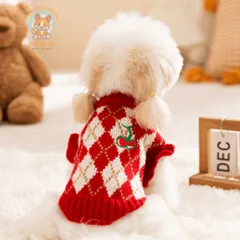 Áo Len Cherry Diamond (Tặng kẹp nơ) cho thú cưng - Áo, váy cho chó mèo, thú cưng - Ziềng iu Petshop