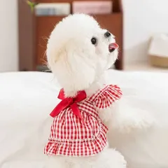 Váy công chúa Scotland nơ đỏ (Tặng kẹp nơ) cho thú cưng - Áo, váy cho chó mèo, thú cưng - Ziềng iu Petshop