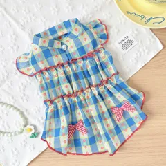 Váy Kẻ Blue Daisy (Tặng kẹp nơ) cho thú cưng - Áo, váy cho chó mèo, thú cưng - Ziềng iu Petshop