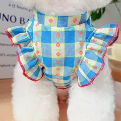 Váy Kẻ Blue Daisy (Tặng kẹp nơ) cho thú cưng - Áo, váy cho chó mèo, thú cưng - Ziềng iu Petshop