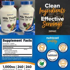 (HÀNG CHÍNH HÃNG MỸ) VIÊN UỐNG BỔ TRỢ CHỨC NĂNG GAN NUTRICOST MILK THISTLE 240 viên