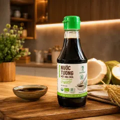 Nước tương mật hoa dừa organic Sokfarm nắp xanh ít muối size 200ml - nước tương không chứa đậu nành