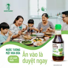 [Size mini 60ml] Nước tương mật hoa dừa Organic Sokfarm dòng ít muối (nắp xanh) 802317