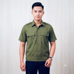 A005 - Áo lao động chất vải đẹp tay ngắn (40-85kg)
