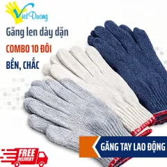 Combo 10 Đôi Găng Tay Len Lao Động Chống Trơn Trượt
