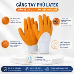 Găng tay bảo hộ lao động phủ cao su da cam, găng tay phủ sơn, găng tay lao động - GDCNYLON15G