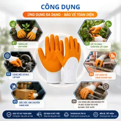 Găng tay bảo hộ lao động phủ cao su da cam, găng tay phủ sơn, găng tay lao động - GDCNYLON15G
