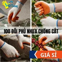 100 Đôi Găng Tay Phủ Sơn Viền Xanh Chống Cắt Bản Mỏng Cho Làm Vườn + Xây Dựng + Bảo Vệ Tay