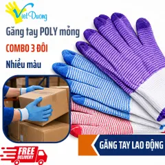 Set 3 Găng Tay Sọc Nhiều Màu Chống Trượt Mỏng Nhẹ Thoáng Khí Bảo Hộ Lao Động + Chống Nắng - POLY3MAU