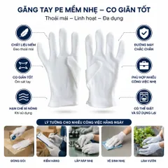 COMBO 100 Đôi Găng Tay Vải PE Co Giãn Việt Dương Cho Nghi Thức + Hái Chè + Lắp Linh Kiện - GVPE