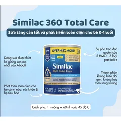 873g Sữa Bột Similac 360 Total Care Mỹ Trí Não Miễn Dịch Cho Bé 0-12 Tháng