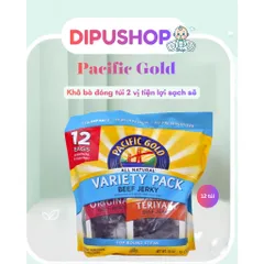 SET TÚI 12 GÓI NHỎ PACIFIC GOLD BEEF JERKY – Snack bò khô cao cấp chuẩn Mỹ