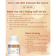 Tem phụ Canxi Sữa (Bioisland) Bio Island Milk Calcium For Kid Úc Giúp Chắc Khỏe Xương Cho Bé - Hộp 90 Viên