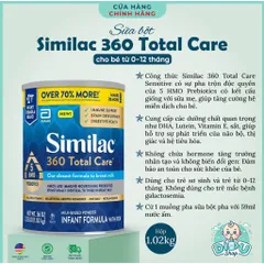 [DATE 2027] 1.02kg  Sữa Bột Similac 360 Total Care Mỹ Trí Não Miễn Dịch Cho Bé 0-12 Tháng