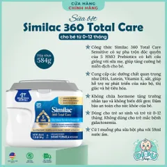 584g Sữa Bột Similac 360 Total Care Mỹ 5HMO Phát Triển Toàn Diện Miễn Dịch Cho Bé 0-12 Tháng