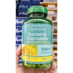 Viên uống hỗ trợ dạ dày tinh chất nghệ Turmeric Curcumin 500mg180 Puritan Pride.