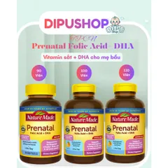 [DATE 2027] 90/100//110 viên Vitamin Mẹ Bầu Nature Made Prenatal Folic Acid + DHA