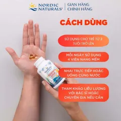180 viên Dầu Cá Nordic Children's DHA Mini Omega 3 250mg Vị Dâu Cho Bé 3-6 Tuổi Phát Triển Trí Não