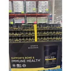 Vitamin D3 + K2 SPORTS RESEARCH SR mẫu mới Veggie Softgels