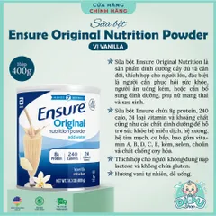 397g/400g Sữa Bột Ensure Original Mỹ 400g Chính Hãng - Dinh Dưỡng Toàn Diện