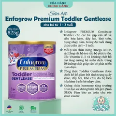 825g Sữa Enfagrow Premium Gentlease Tím 825g cho bé 1-3 tuổi đầy hơi khó tiêu
