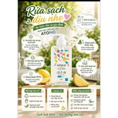CHAI Nước Rửa Bình Sữa, Chén Bát Và Rau Củ Quả Thuần Chay Atono2 460ml