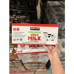 [DATE 2027 VỎ NHÒE DATE] Sữa tươi Organic Whole Milk Kirkland thùng 18 hộp