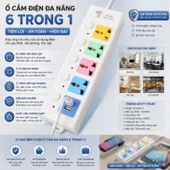Ổ Điện Đa Năng Thông Minh Chống Giật Dài 5m Có Lỗ Cắm USB Sạc Điện Thoại