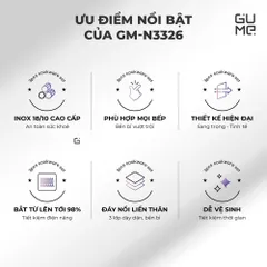 Bộ Nồi Lẩu Đa Năng Inox 18/10 Liền Khối Gume GM - N3326