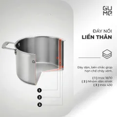Bộ Nồi Lẩu Đa Năng Inox 18/10 Liền Khối Gume GM - N3326