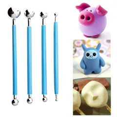 Bộ 4 dụng cụ làm Fondant 2 đầu tròn làm hoa, lá và các hình con vật – Mã số 1084 803550