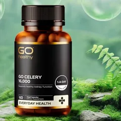 Go Healthy Go Celery 16000 1-A-DAY |60 viên| Cải thiện hội chứng Gút chuyên sâu - Giảm Acid Uric & Kháng viêm khớp [S/P nội địa NZ không tem]