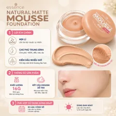 Phấn Tươi Essence natural matte mousse foundation 16g lớp nền mịn lì, kiềm dầu trang điểm hàng ngày
