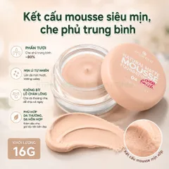 Phấn Tươi Essence natural matte mousse foundation 16g lớp nền mịn lì, kiềm dầu trang điểm hàng ngày