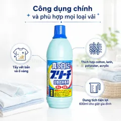 Nước tẩy trắng quần áo trắng hiệu Rocket Nhật Bản - Làm sạch vết bẩn cứng đầu, khử mùi hôi trên áo