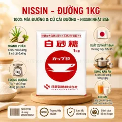 Đường trắng Nissin 1kg - vị ngọt thanh mát, ngọt dịu nhẹ - 100% mía đường & củ cải đường - Nhật Bản