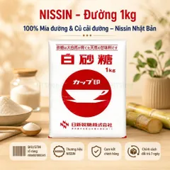 Đường trắng Nissin 1kg - vị ngọt thanh mát, ngọt dịu nhẹ - 100% mía đường & củ cải đường - Nhật Bản