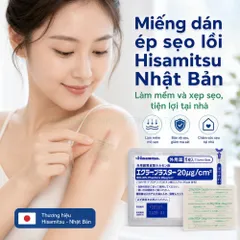 Miếng dán ép sẹo lồi eclar plaster Hisamitsu - làm mềm, xẹp sẹo lồi - độ bám dính cao