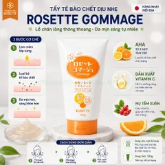 Gel Tẩy Tế Bào Chết Rosette Gommage Nhật Bản Tuýp 120gr Da Mịn, Sáng Da  Thông Thoáng Lỗ Chân Lông