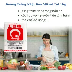 Đường trắng Mitsui 1kg - hạt mịn tan nhanh - hàng Nhật nội địa - dùng nấu ăn pha chế làm bánh