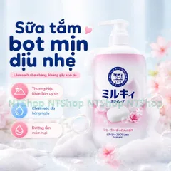Sữa tắm bọt mịn COW Milky Body Soap Nhật Bản Dưỡng Ẩm Cho Da Không Paraben Cho Cả Gia Đình