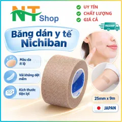 Băng dán y tế nichiban 25mm x 9m màu da ít lộ dễ cắt vải không dệt mềm tiện lợi cho chăm sóc tại nhà