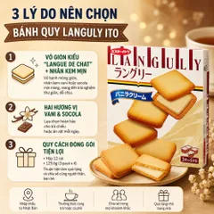 Bánh quy Languly ITO Nhật Bản - Vỏ Mỏng Giòn Nhân Kem Vani hoặc Socola Matchamềm mịn - hộp 12 cái tiện Lợi