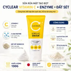 Sữa rửa mặt tạo bọt Vitamin C CYCLEAR - làm sạch sâu với enzyme và đất sét Morocco hỗ trợ sáng mịn