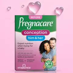 [Mẫu Mới] Viên uống Tăng Khả Năng Thụ Thai Vitabiotics Pregnacare Him & Her Conception 60 viên - Đẩy Nhanh Quá Trình Mang Thai Tự Nhiên - S/P Chuẩn UK