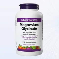 Viên uống Webber Naturals Magnesium Glycinate |210 viên| Tác động sinh học toàn thân - Hỗ trợ chức năng cơ bắp & Phục hồi thể lực [SP Chuẩn Canada không tem]