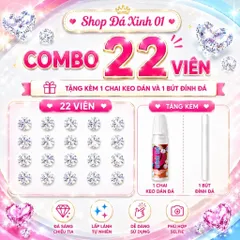 ( freeship) Set 22 Viên Đá Đính-Loại Chân Bằng-size 2li, 2li5, 2li7- Tặng Kèm dụng cụ tự đính tại nhà- đá đính trang trí