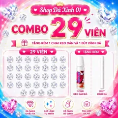Combo 32 Viên Đá Đính- loại chân bằng- Size 2li, 2li5, 2li7 tặng kèm 2 KEO+ 1 BÚT có kèm hướng dẫn- đá đính trang trí