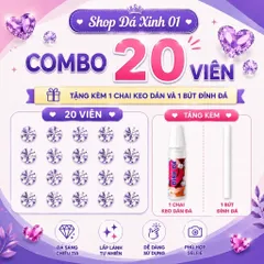 combo 20 viên đá đính-loại chân bằng- size 2li. 2li5, 2li7  tặng kèm dụng cụ tự đính tại nhà- đá đính trang trí